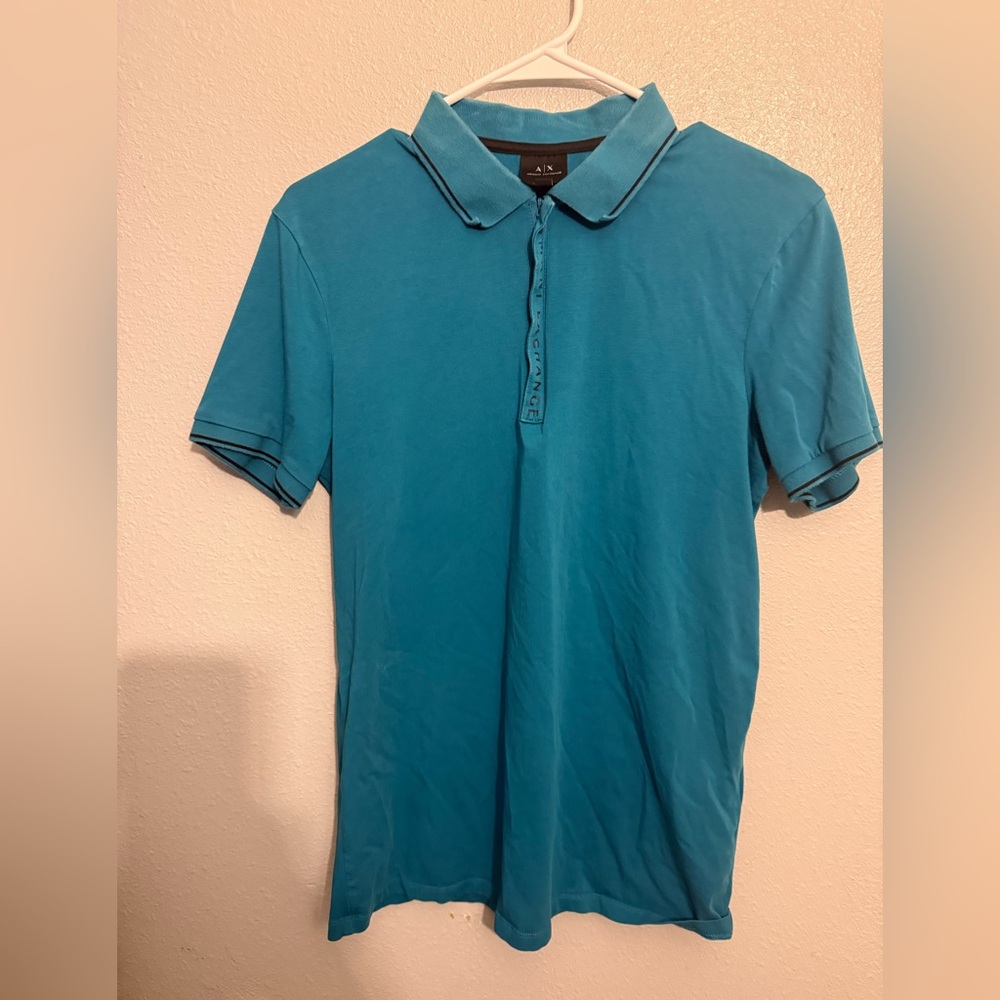 Armani Exchange Teal Blue Polo Shirt M